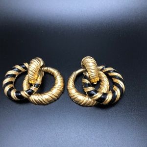 VTG JoMaz Joseph Mazer Clip Goldtone Door Knocker Interchangeable Earrings.